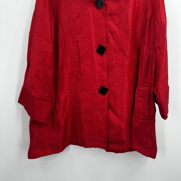 Ali Miles Jacket Womens 1X Red Button Woven Art Wire Collar Statement - Picture 4 of 11